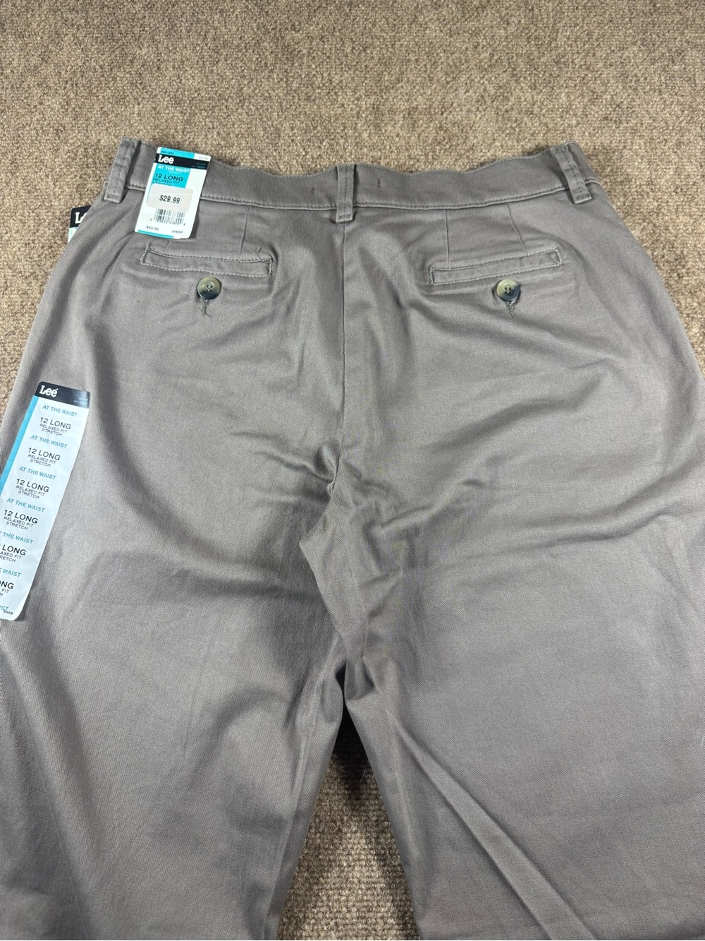 Lee Relaxed Plain Front Straight Leg Gray Brown Pants Size 12 Long - Picture 7 of 12